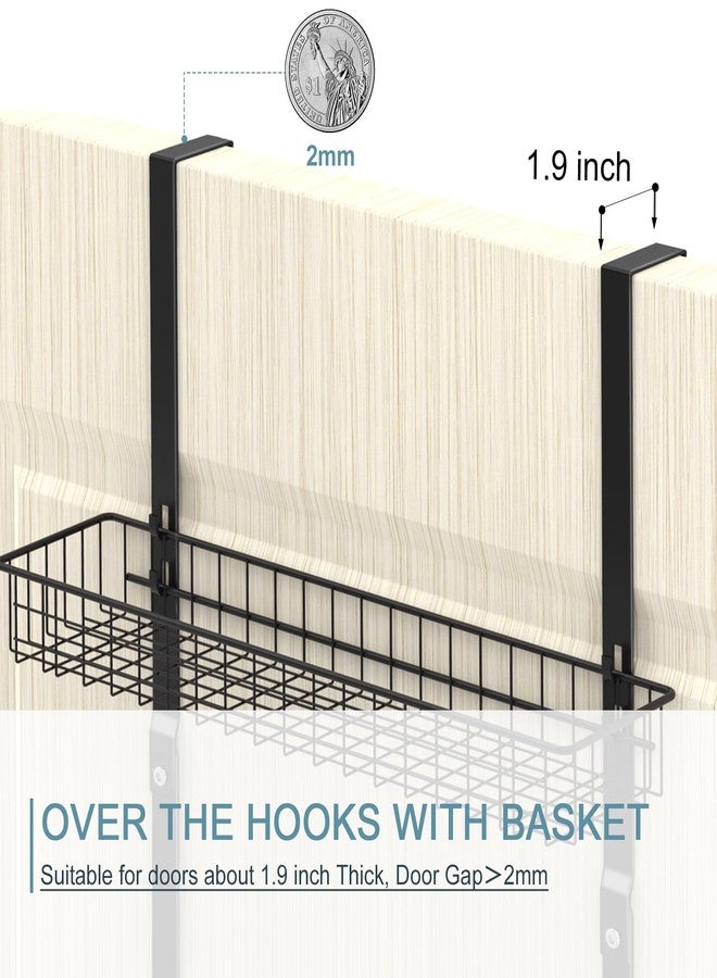 ETELI Over the Door Pantry Organizer 3 Tier Hanging Basket Back Door Storage Rack Shelf Metal Over the Door Shelves with 3 Baskets and 5 Hooks for Bathroom Kitchen Pantry Bedroom, Black - Image 3